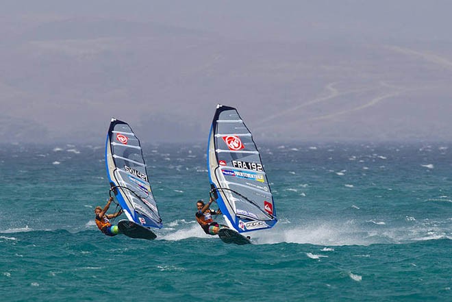 Antoine Albeau and Julien Quentel - PWA Sotavento Fuerteventura World Cup 2012 ©  John Carter / PWA http://www.pwaworldtour.com